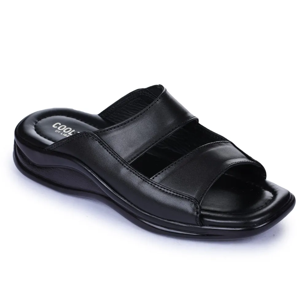 Coolers Casual Black Slippers For Men 2013-10 By Liberty Ergonomic Heel Design