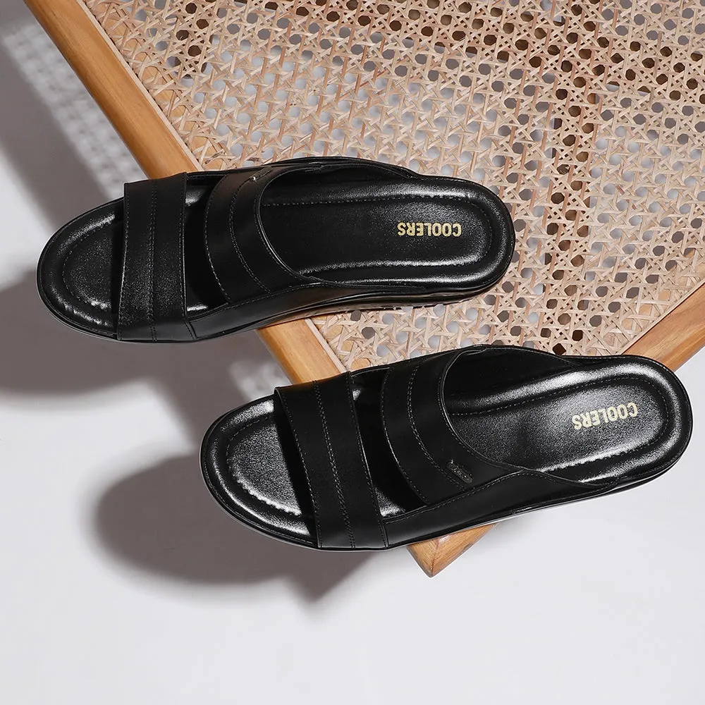 Moldable Heel Cup Shock - absorbing feature Coolers Casual Black Slippers For Men 7193-60 By Liberty