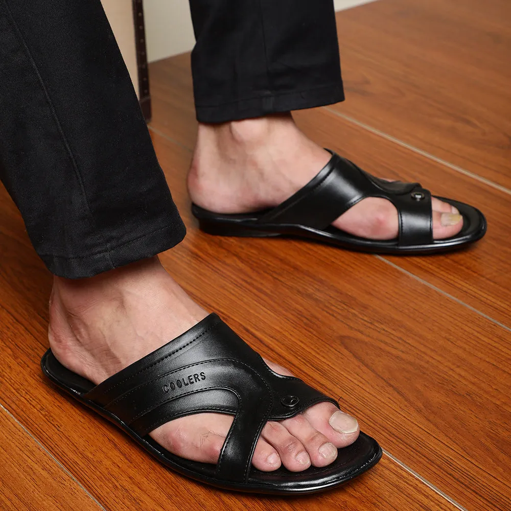 confident - running Coolers Casual (Black) Slippers For Men COOL99-12 By Liberty