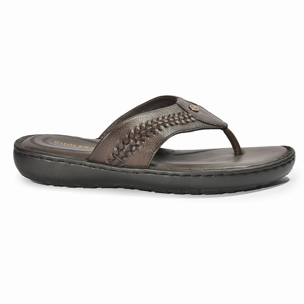 Giant pattern Coolers By Liberty LFL-11 Formal Brown Slippers & Flip-Flop For Men