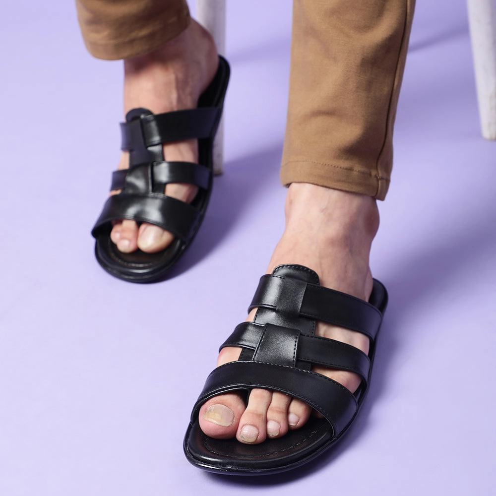 Coolers Casual (Black) Slippers For Men COOL99-3 By Liberty Thermal regulation running for muscle strength