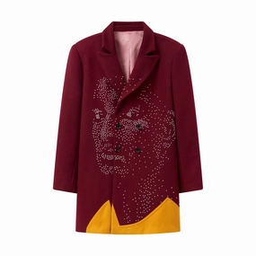 Kidsuper Beaded Peacoat 'Burgundy' World Tone Relax Mode