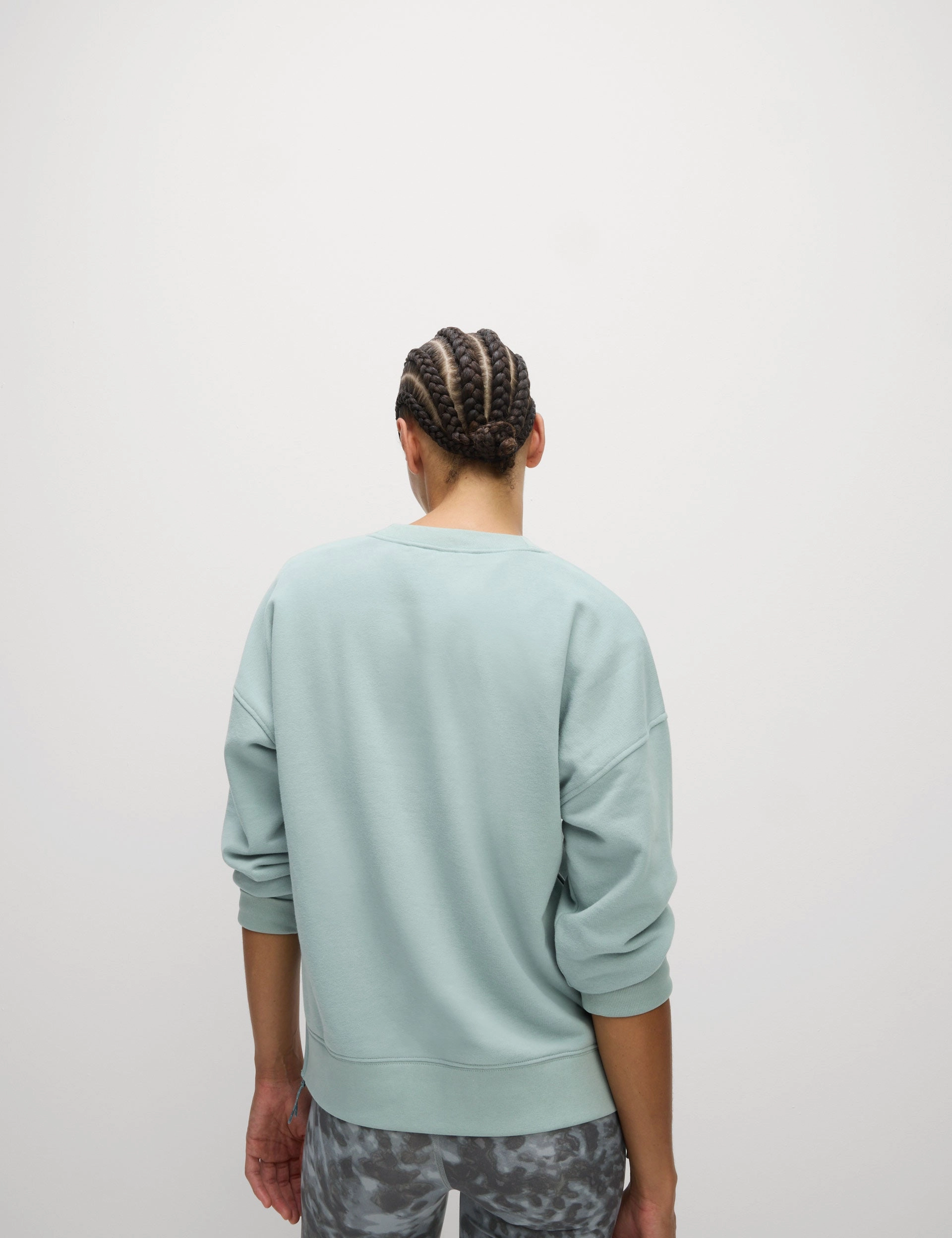 Cotton Rich Mesh Panel Relaxed Sweatshirt - Light Mint MoistureManagementSystem HeatSealed Seams