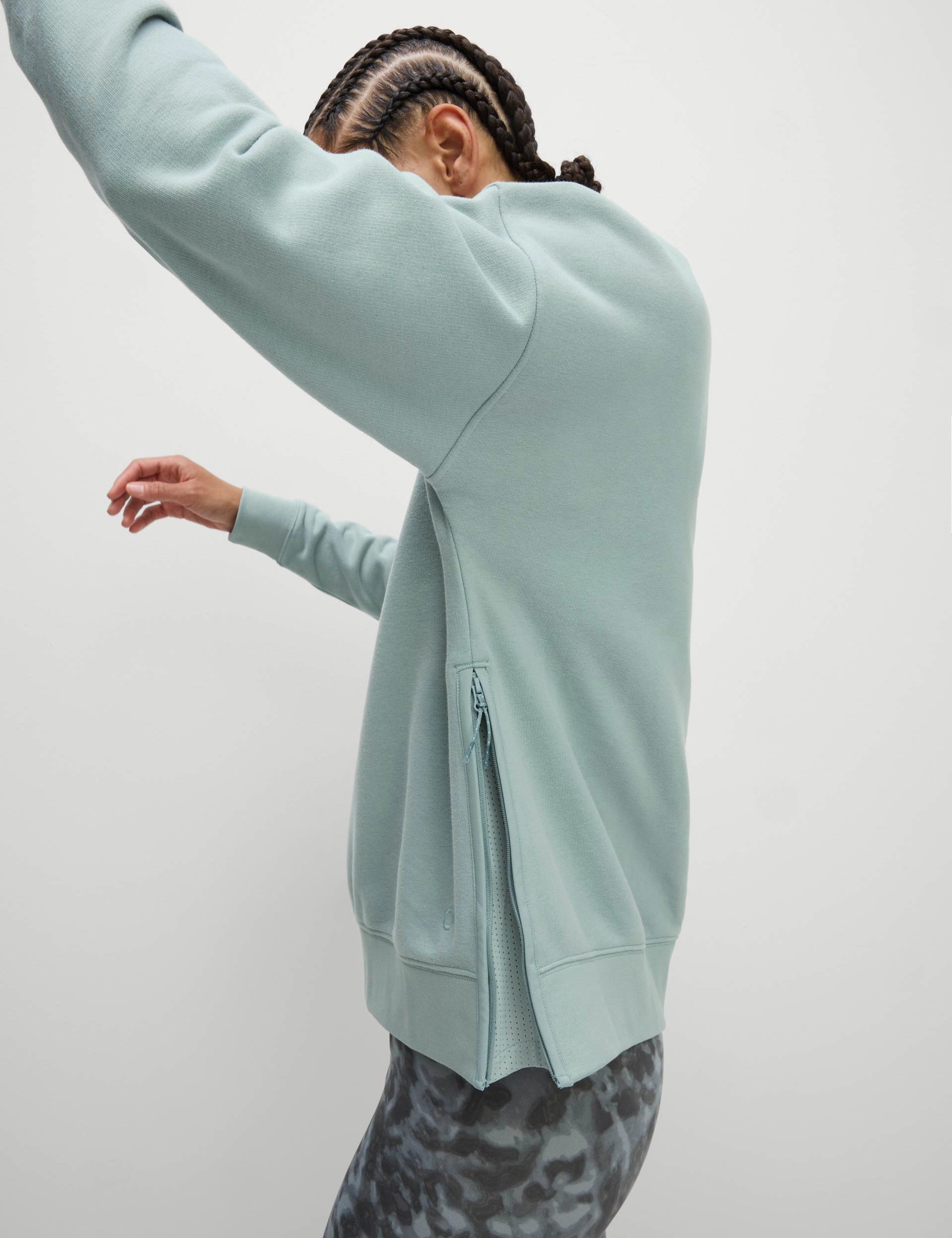 Cotton Rich Mesh Panel Relaxed Sweatshirt - Light Mint PortableOption Ventilated Mesh Panels