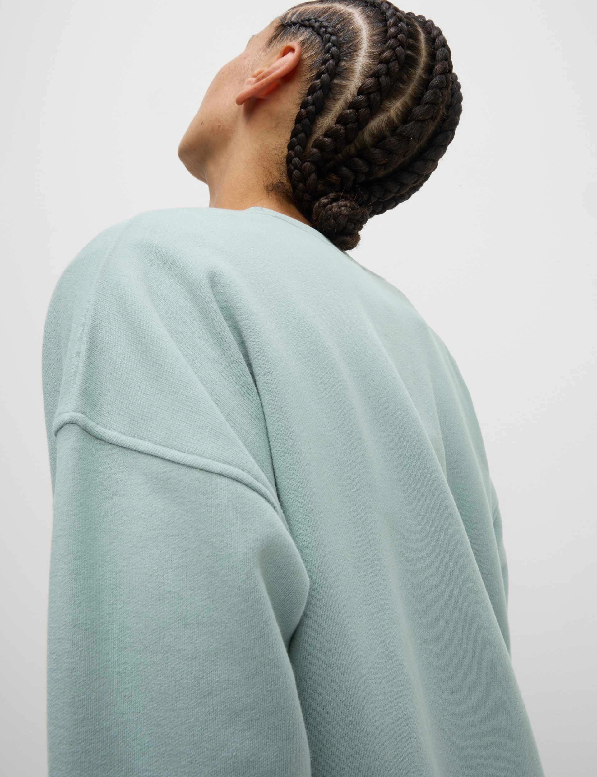 FlexibleCuffs Cotton Rich Mesh Panel Relaxed Sweatshirt - Light Mint