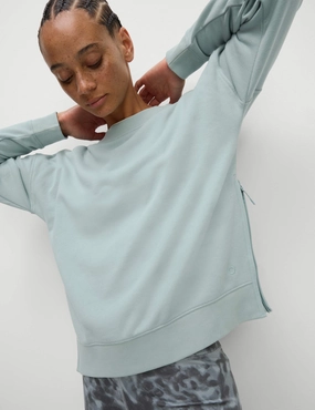 Relaxed Design Drop Shoulder Silhouette Cotton Rich Mesh Panel Relaxed Sweatshirt - Light Mint