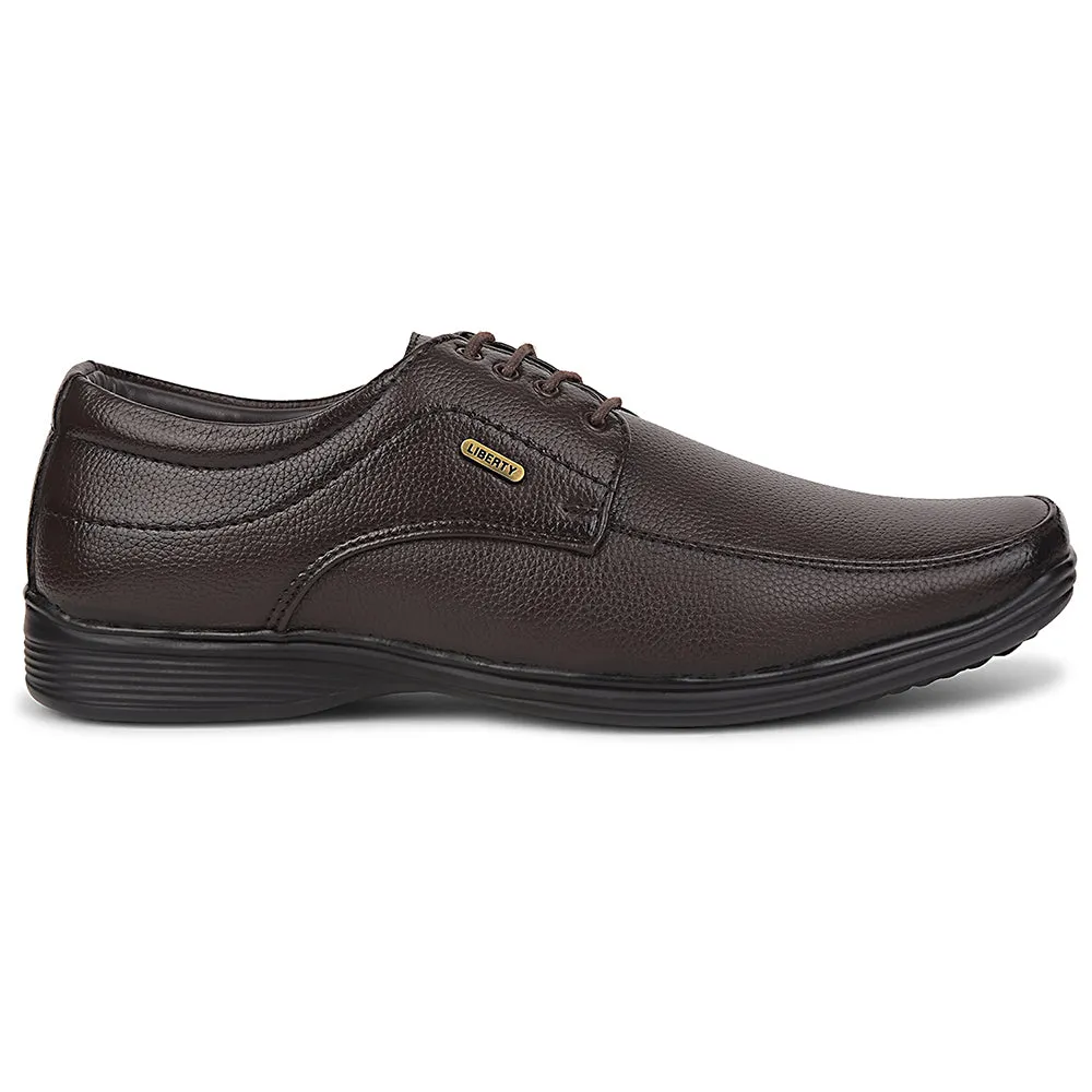 Fortune Brown Formal Lacing Derby Shoes For Men R573-05 By Liberty school teams synthetic material shoes