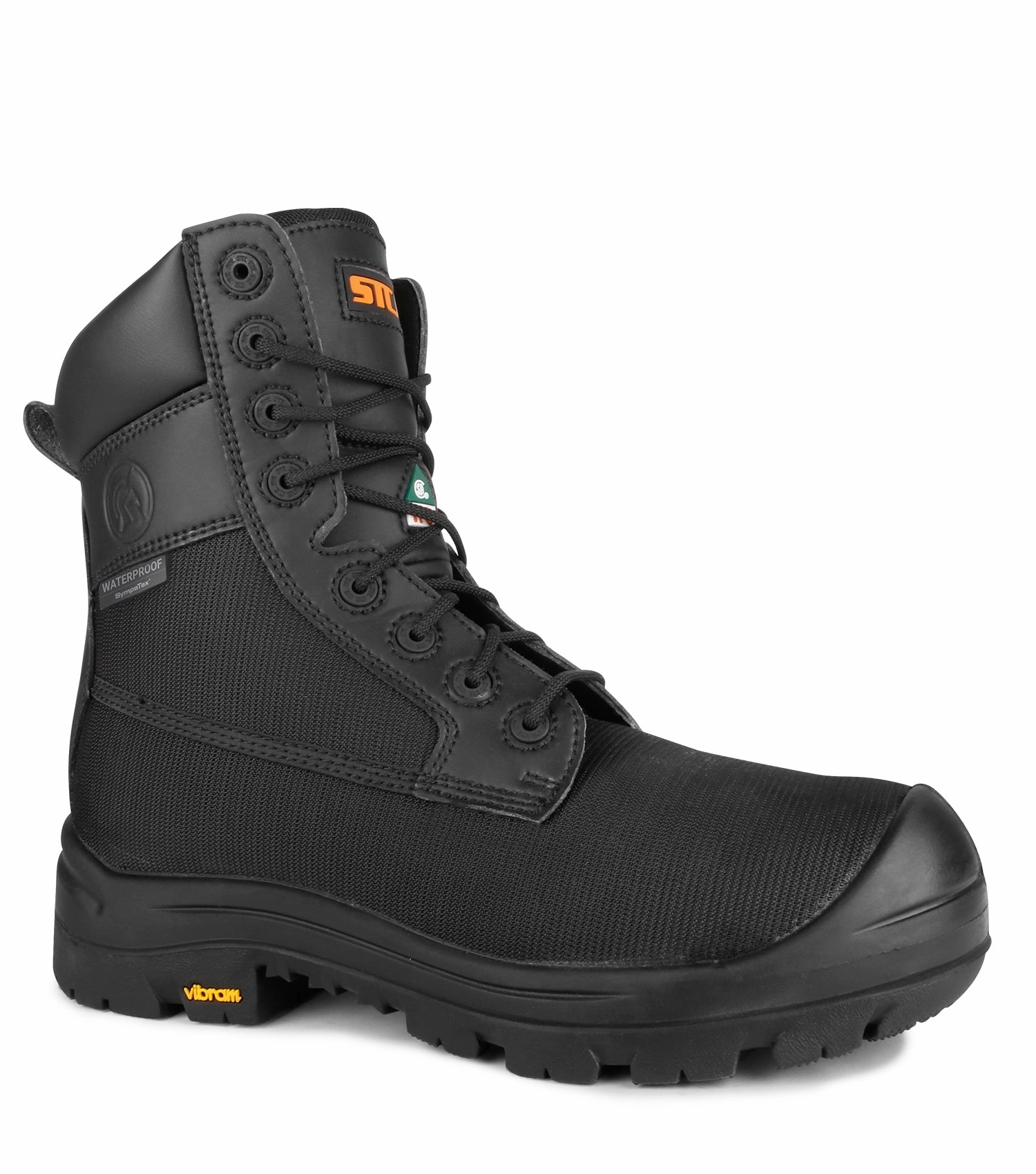 BreathableMesh Men's running Shire, Black | 8" Vegan Waterproof Work Boots | Vibram TC4 