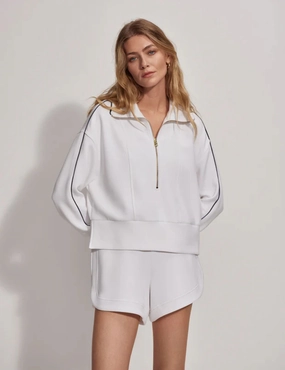 Reinforced Hems Stretch Waistband Design Davenport Half-Zip Sweat - White