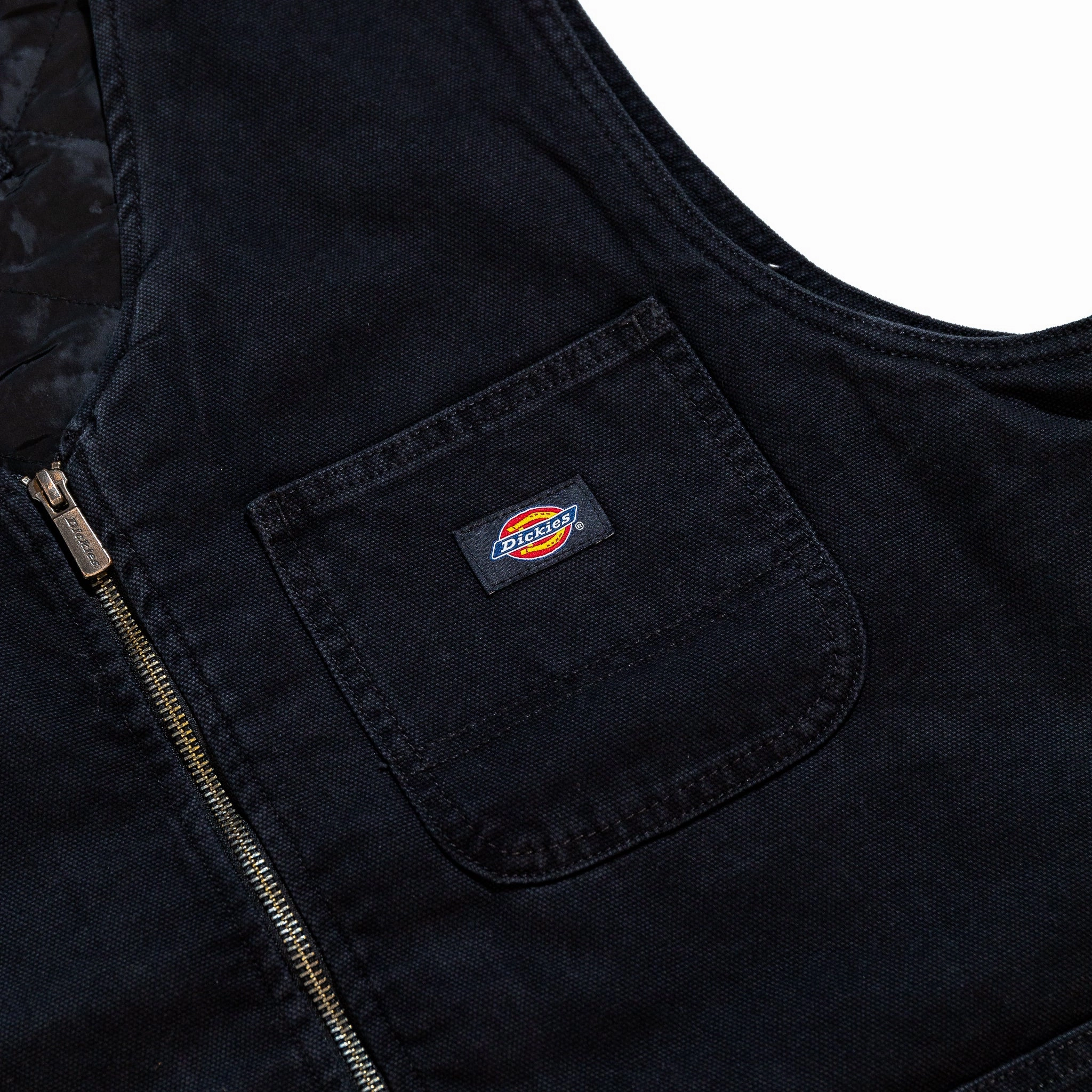 Dickies Mens Duck Carpenter Vest 'Black' DoubleStitchReinforcement Hero Glow