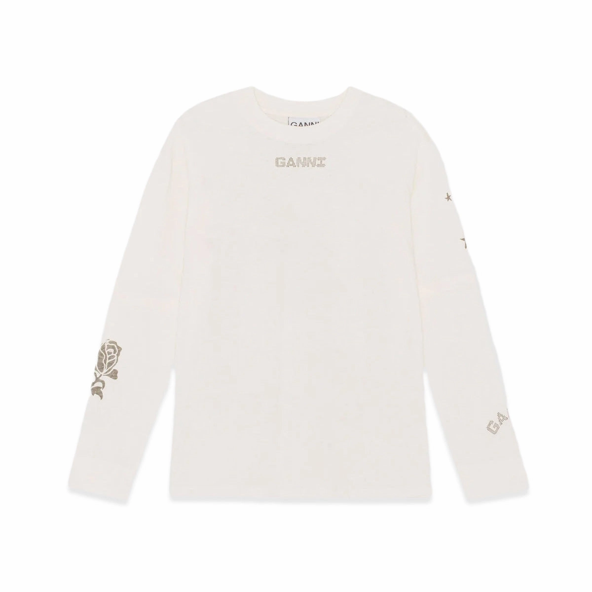 Ganni Light Jersey Layered Long Sleeve T-Shirt 'Vanilla Ice' StainReleaseCoating UVProtectionCloth