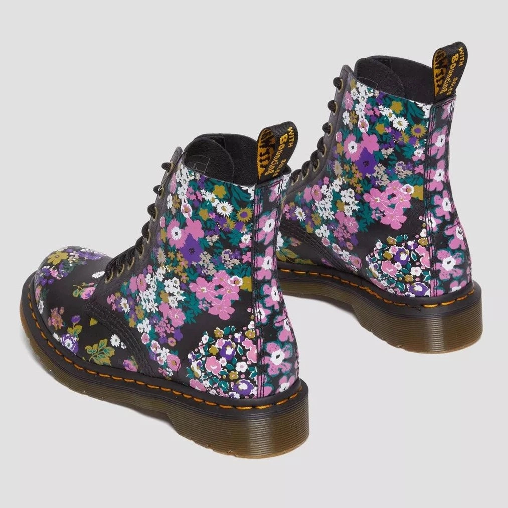 Dr. Martens Women's 1460 Pascal - Black Multi Vintage Floral Backhand NonChafingEdges NonRestrictive Movement