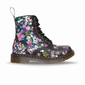 Dr. Martens Women's 1460 Pascal - Black Multi Vintage Floral Backhand Casual Comfort