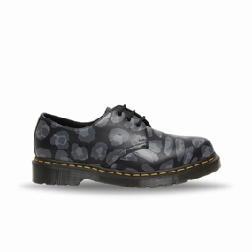 Fall Mood Dr. Martens Women's 1461 Distorted Leopard Print - Black