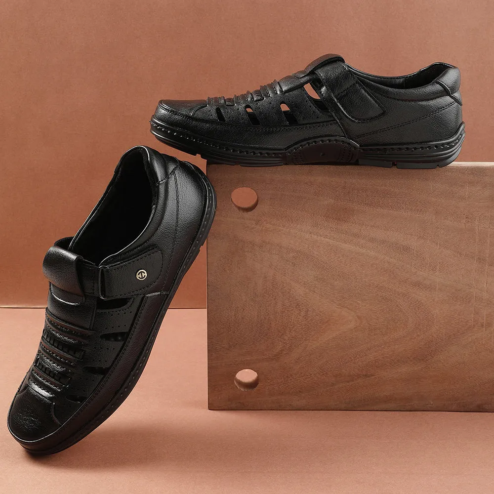 Healers Black Casual Sandal For Men ERL-19 By Liberty Stable Structure