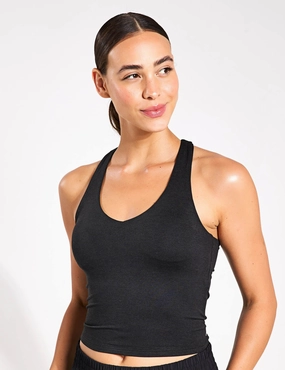 FlexibleCollar AdvancedAirflowChannels Halo Performance Crop 2.0 - Black Heather