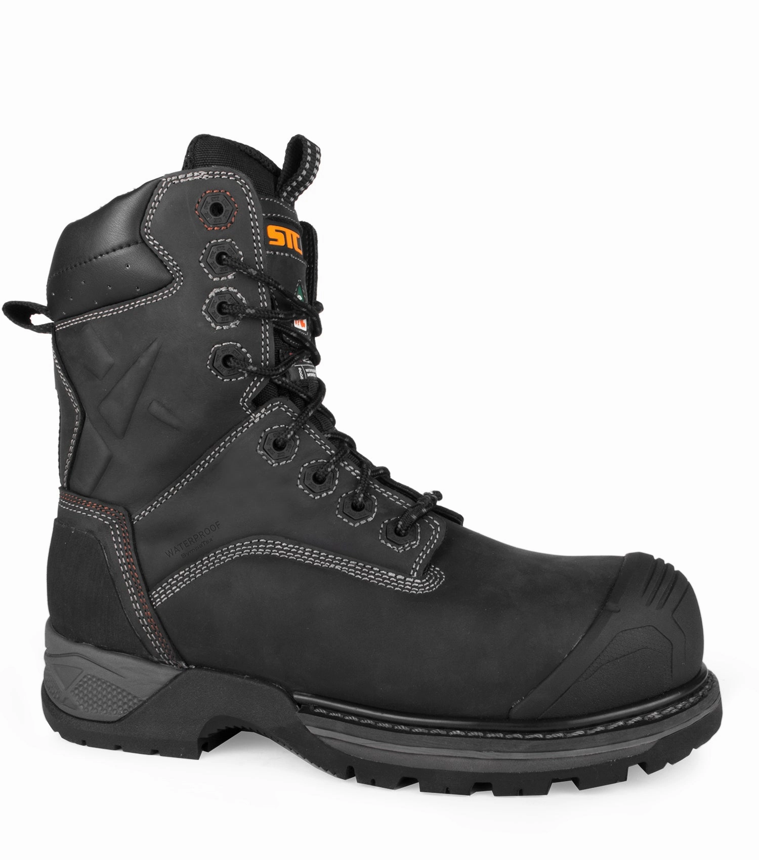 Quality Responsive Footbed STC Rebel, Black | 8?? Leather Work Boots | Waterproof Membrane