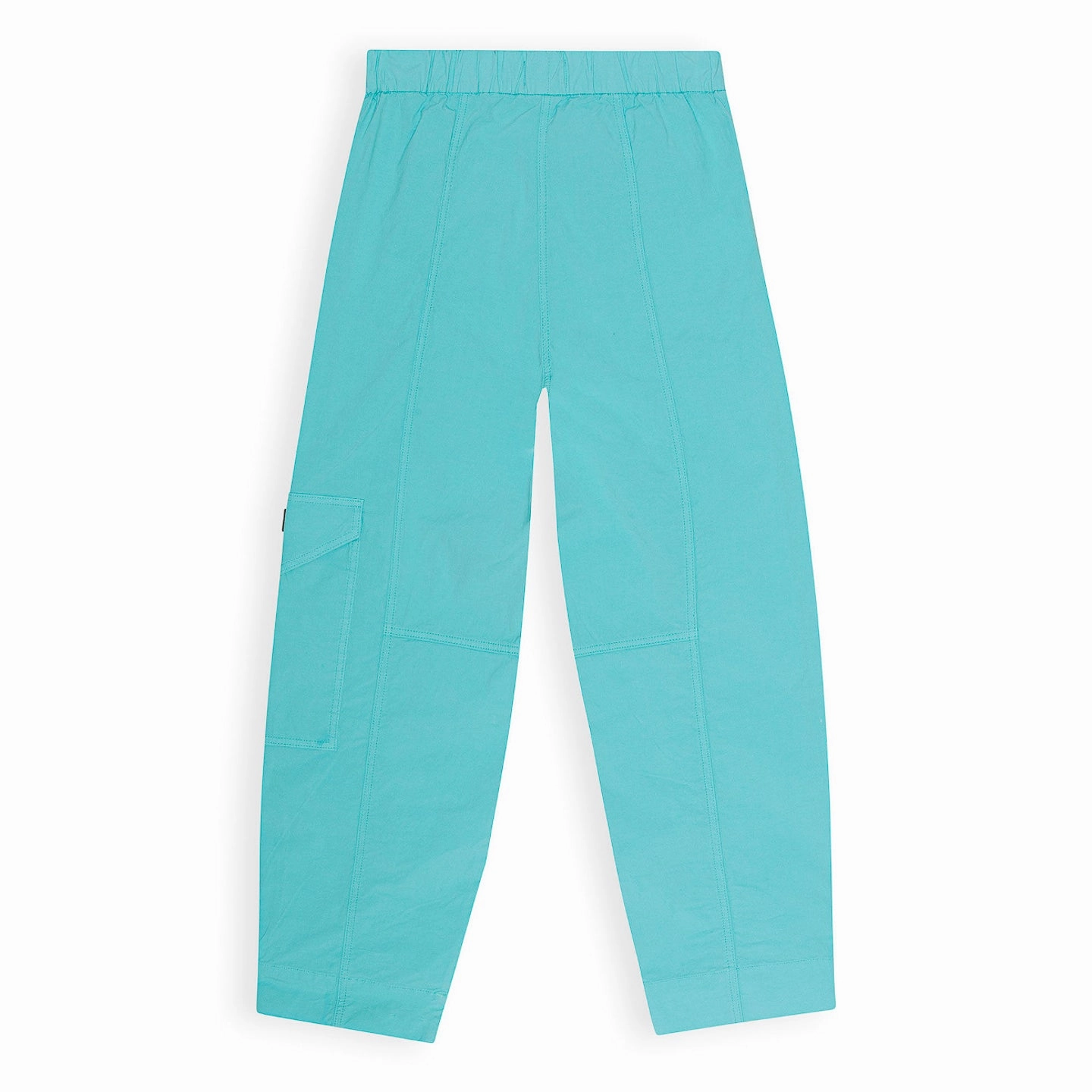 Ganni Washed Cotton Canvas Elasticated Curve Pants 'Blue' StaticFree Lining Smile Ease
