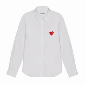QuickDryDesign Opaque Core Womens Commes Des Garcons Play Blouse Button Up 'White'