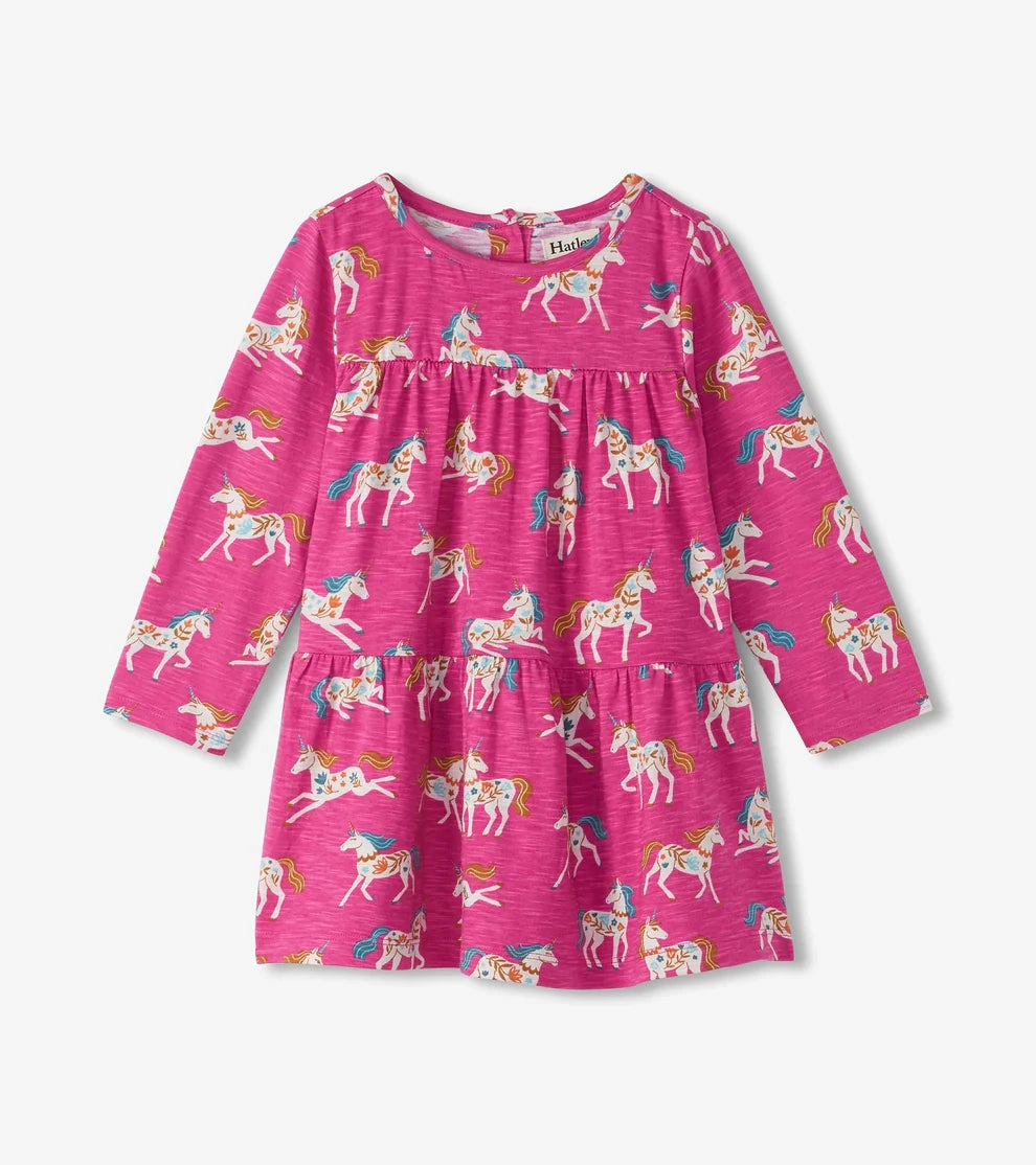 Summer kids' apparel Hatley Gathered Tier Dress - Folksy Unicorn