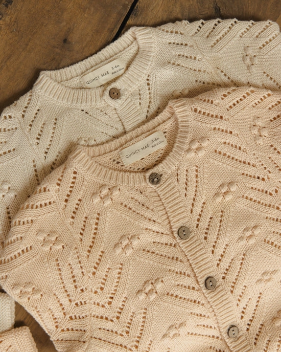 Quincy Mae Knit Cardigan - Shell Children's fashion