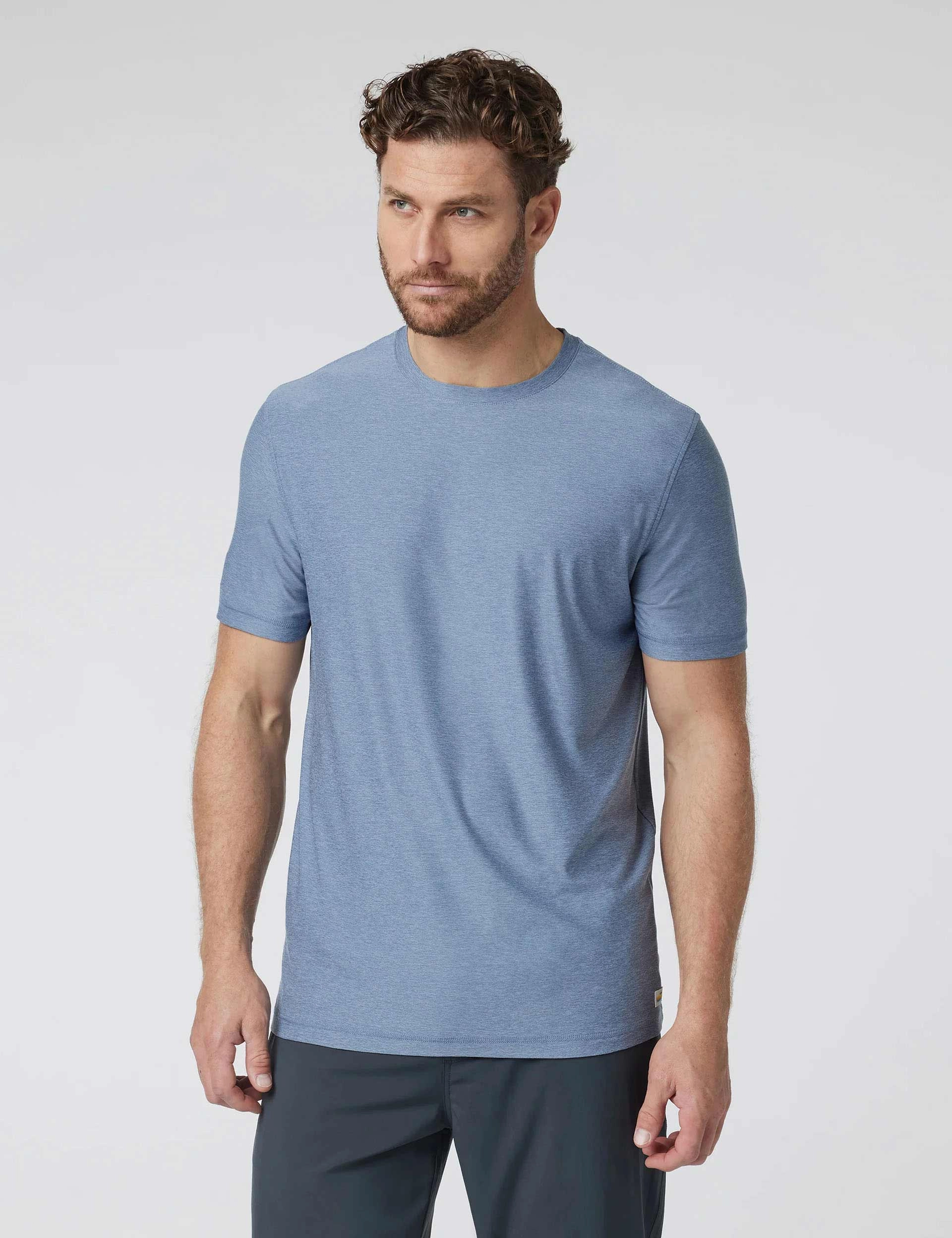 Soft Jersey Zipped seams Strato Tech Tee - Chambray Heather