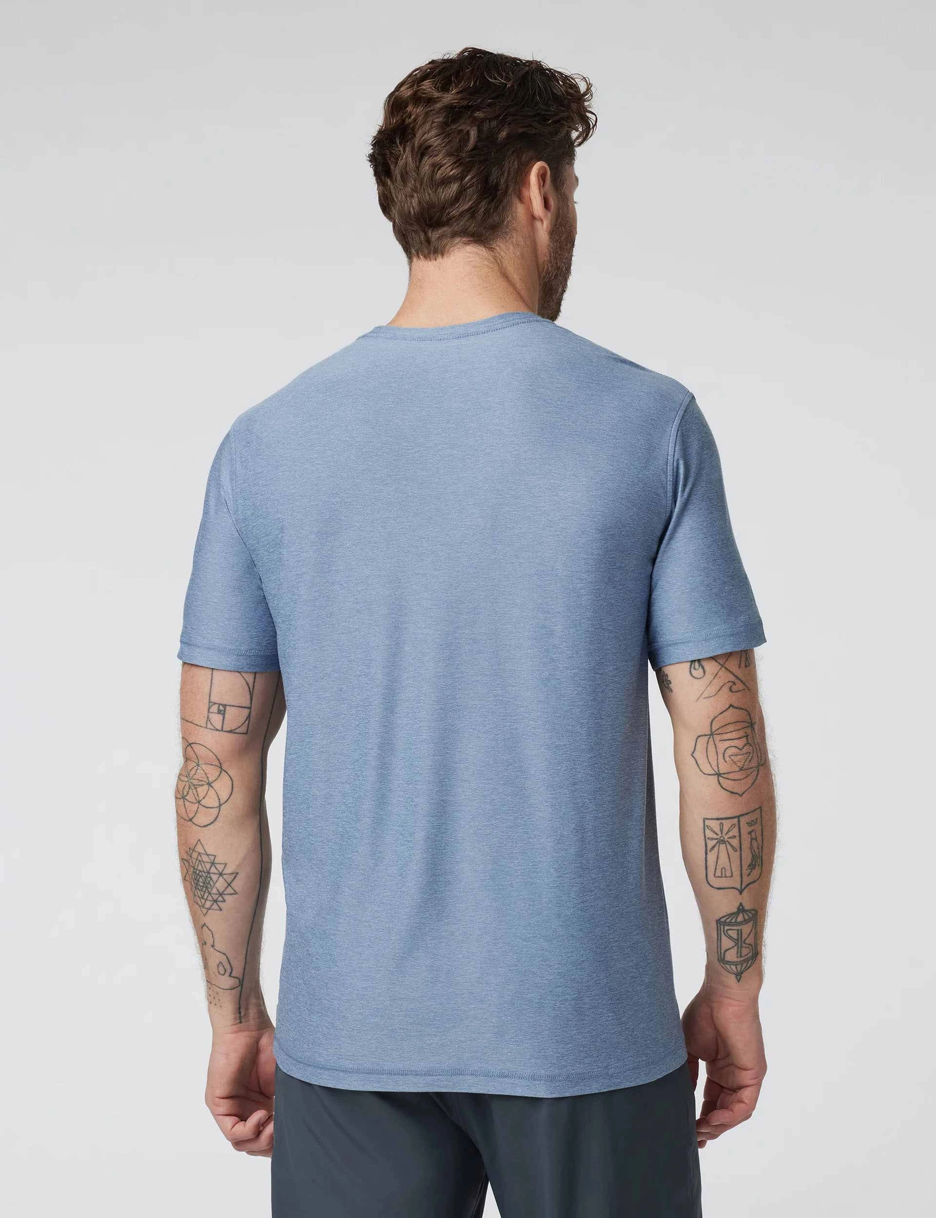 Post Workout Recovery Design Strato Tech Tee - Chambray Heather