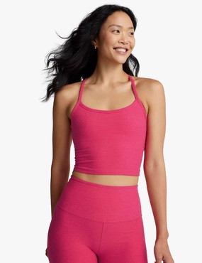 Smooth Seam Transition Spacedye Slim Racerback Cropped Tank - Vivid Pink Heather