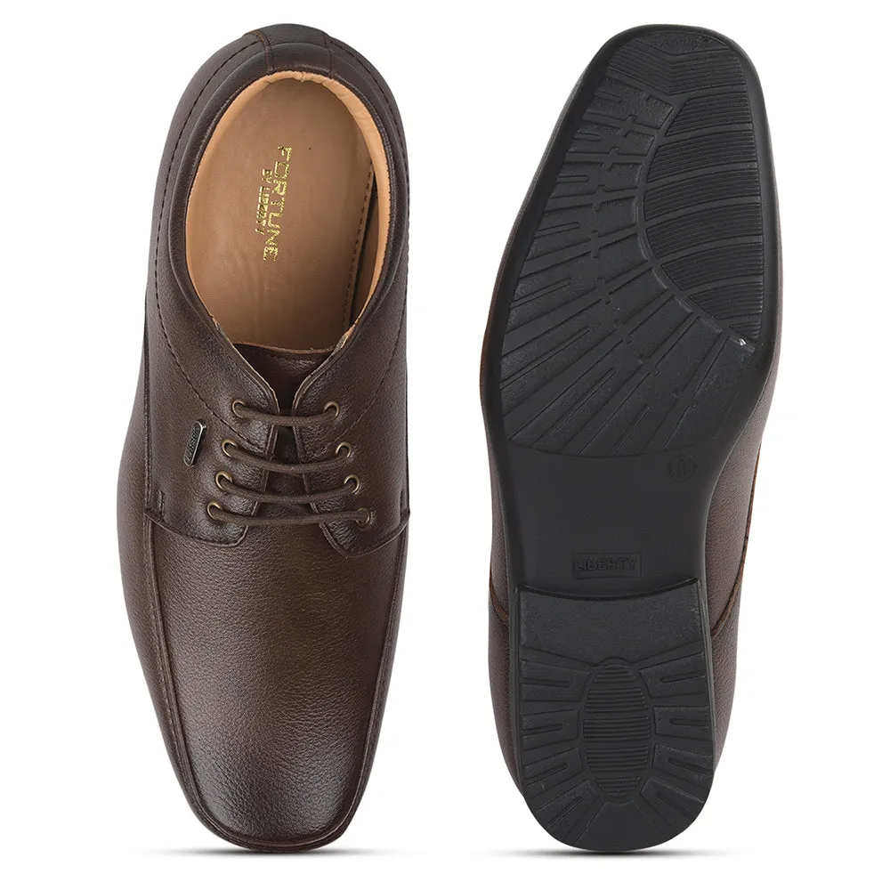 Shock Absorption Core Fortune Brown Formal Lace Up Shoes For Men UVL-33 By Liberty