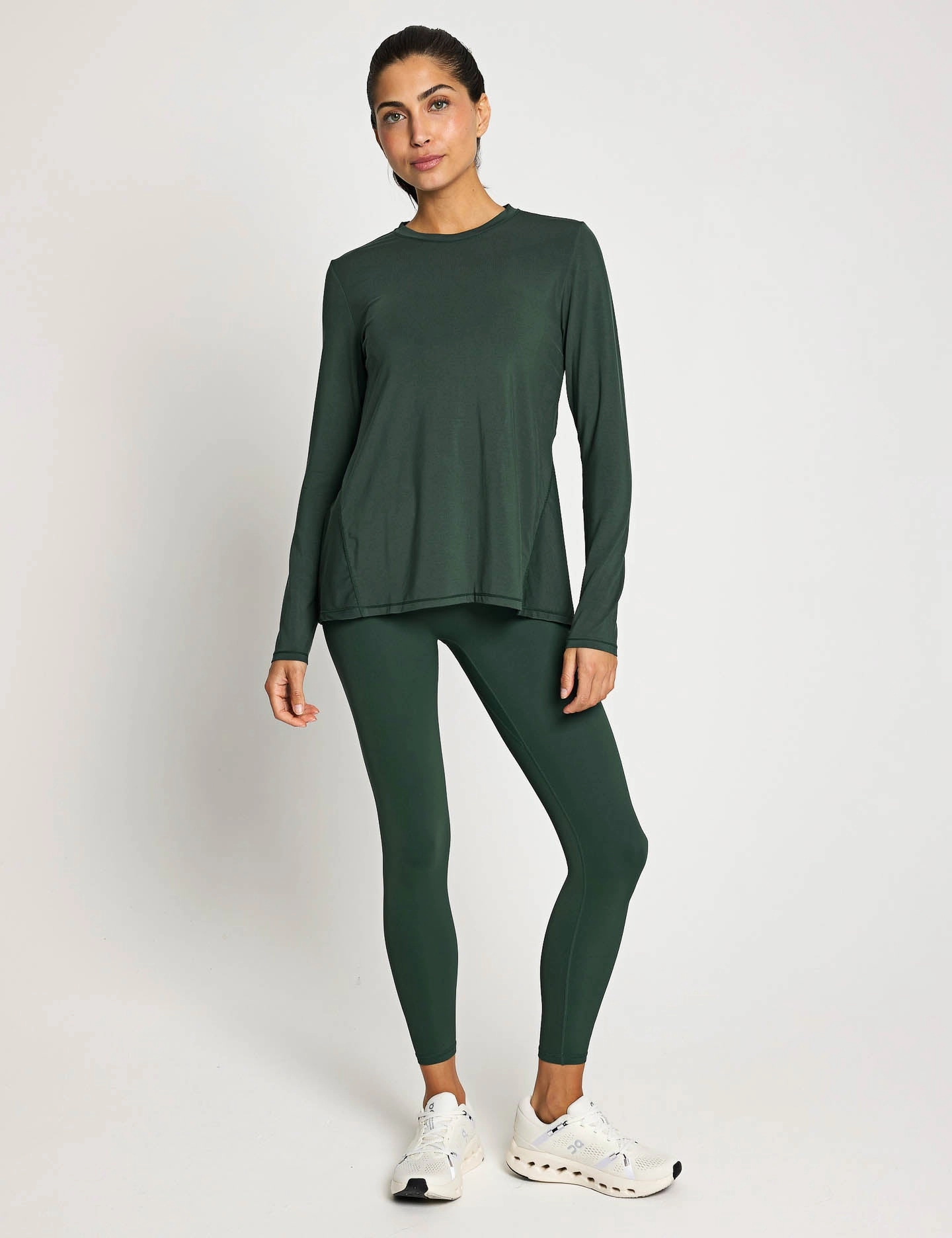 Sporty Kendall Long Sleeve Top - Deep Green