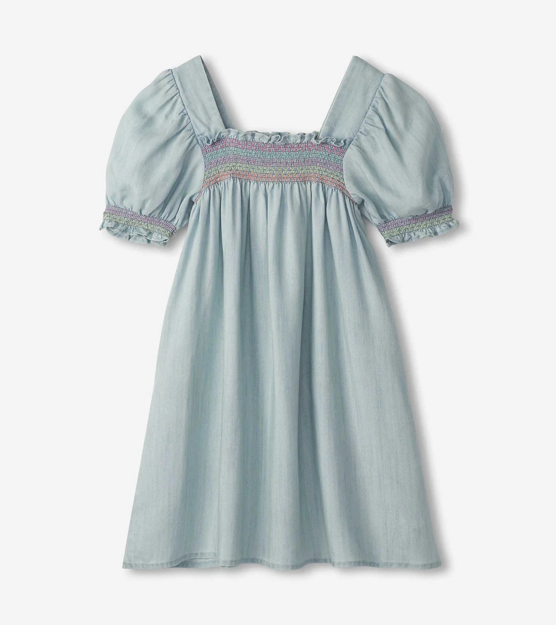 Hatley Puff Sleeve Smocked Dress - Soft Blue Denim Tennis wear for kids Sports kids' apparel