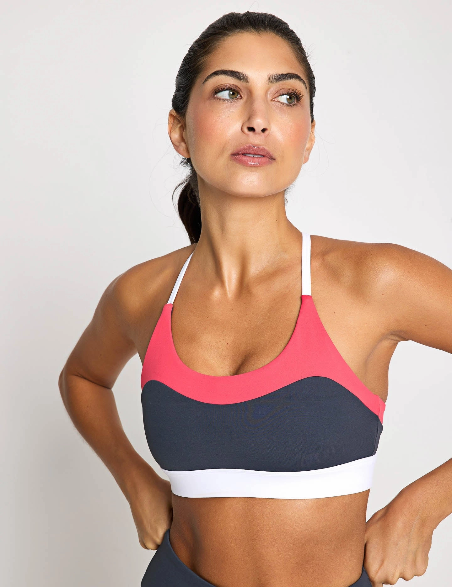 Limitless Sports Bra - Charcoal/Coral Lightweight Closure