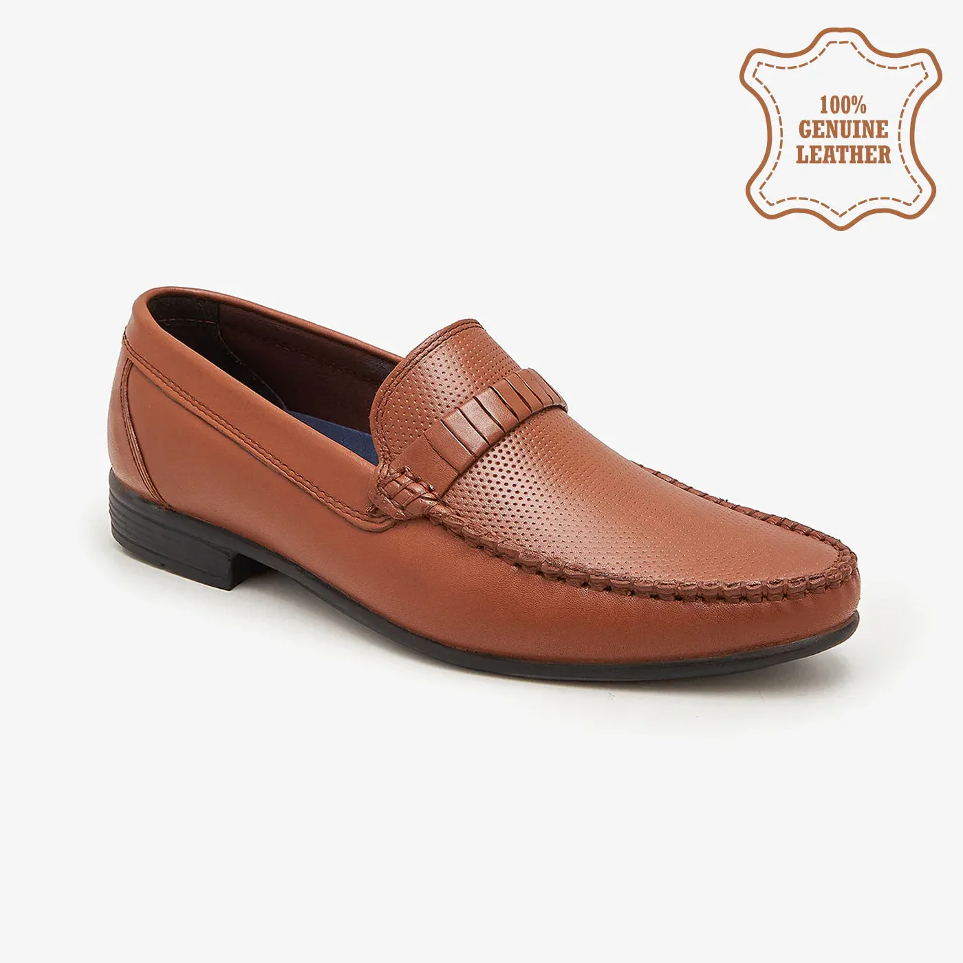 Ultra Soft Collar Padding Men's Textured Leather Loafers