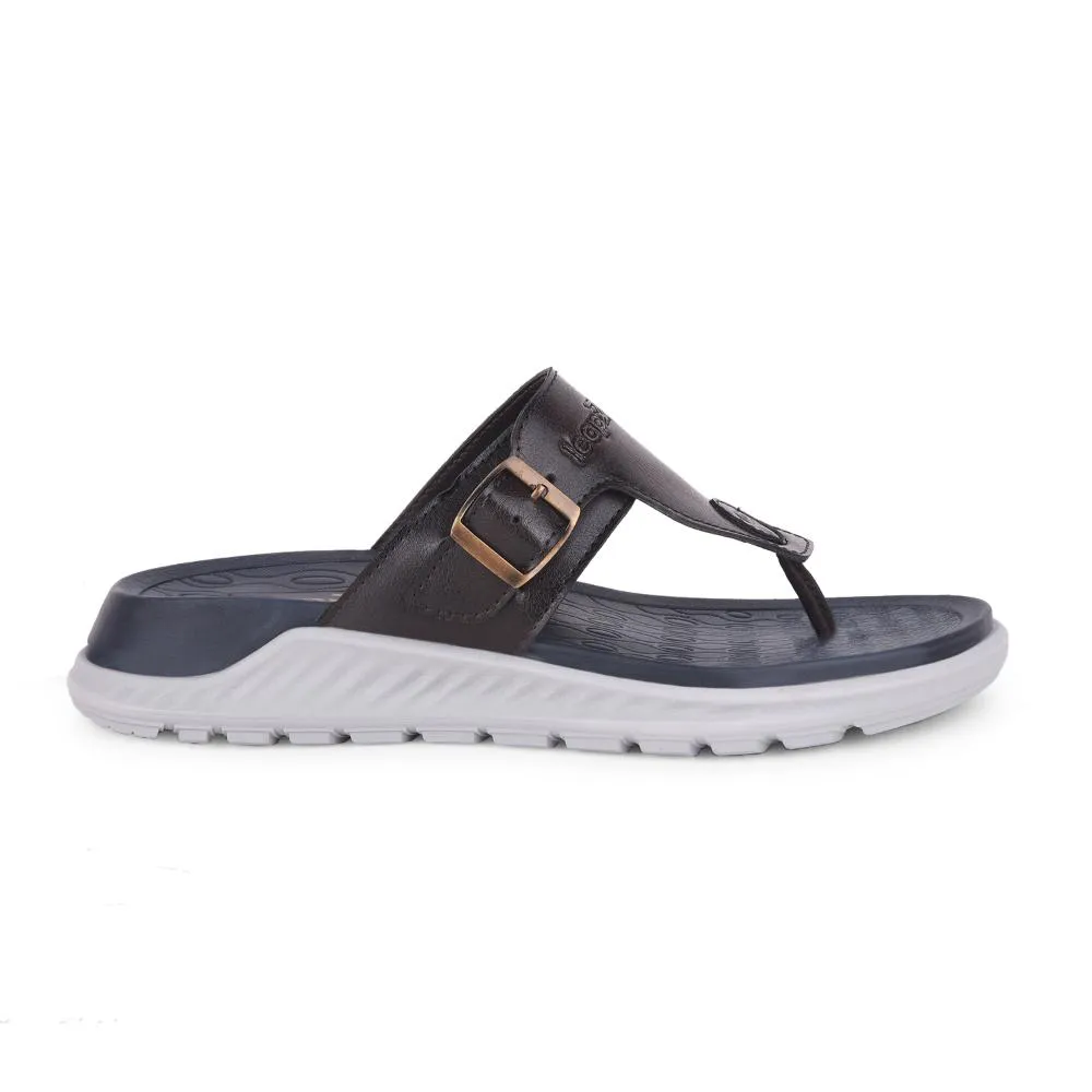 Leap7x Brown Casual Slippers For Men CHARLY-1E By Liberty Laser Cut Perforations