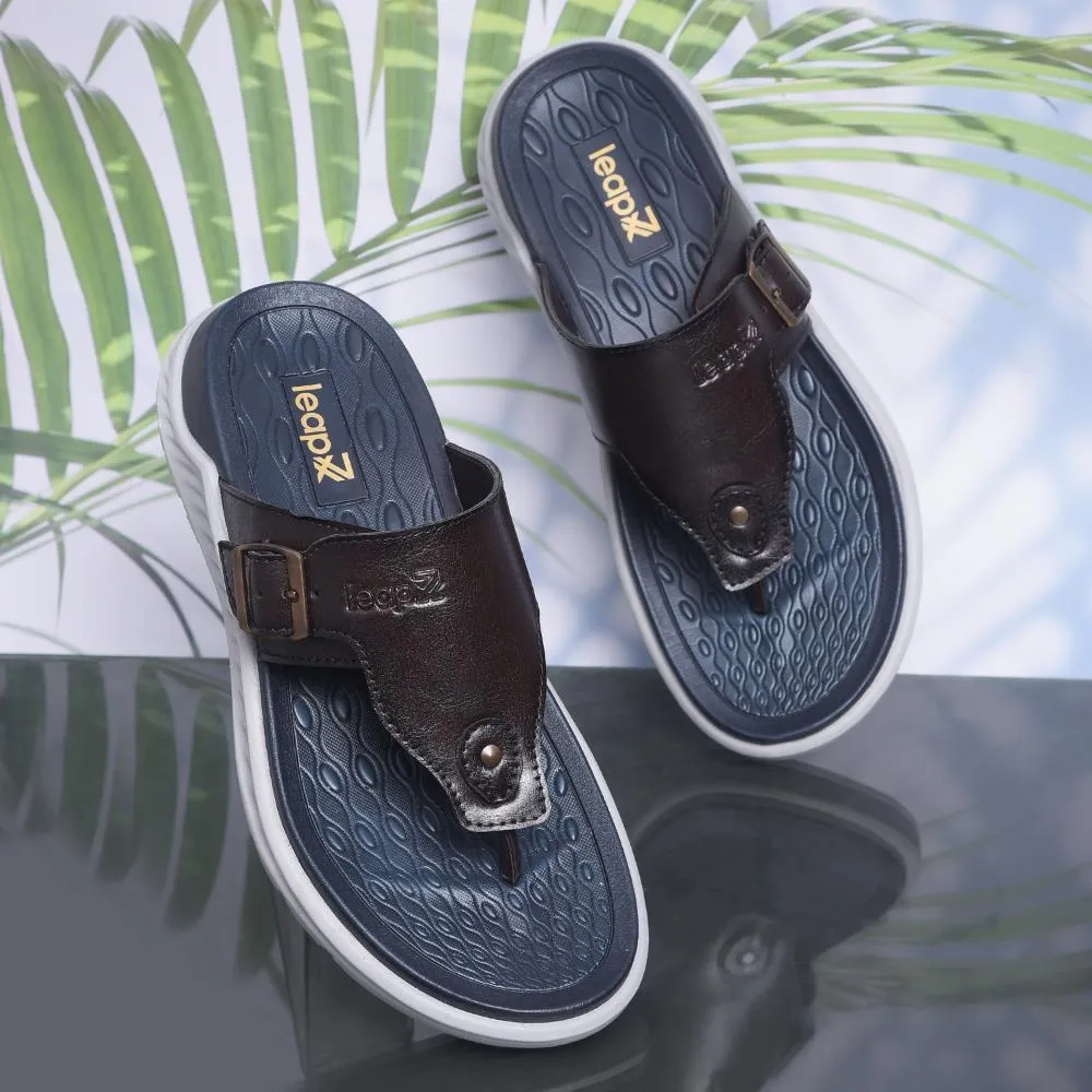 Leap7x Brown Casual Slippers For Men CHARLY-1E By Liberty Cushioned Rebound Enhancing Geometry