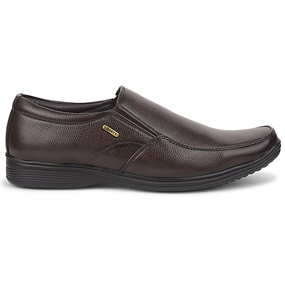 flat feet shoes Fortune Brown Formal Non Lacing Moccasin Shoes For Men R573-06 By Liberty