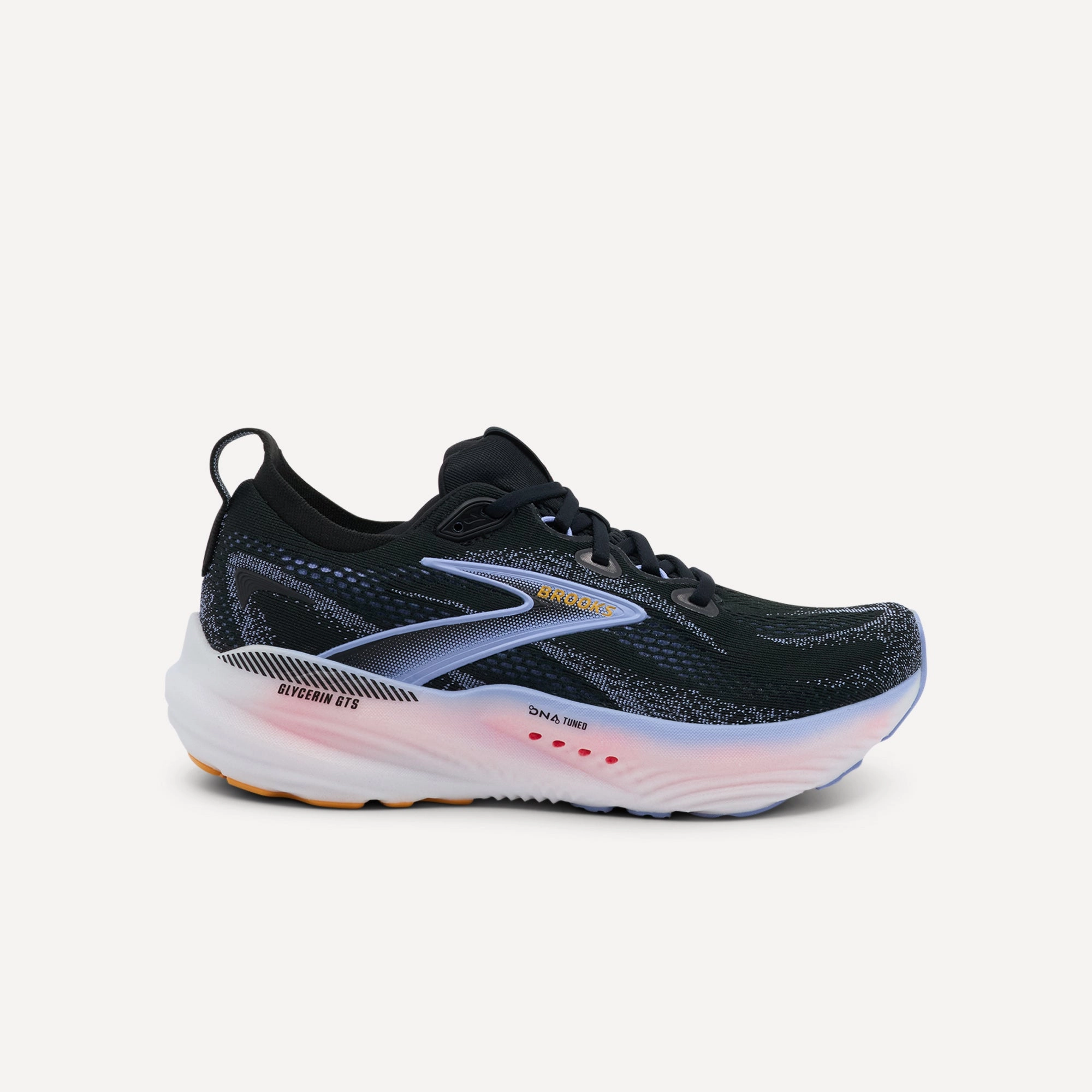 Slip Resistant Treads Brooks Glycerin GTS 22 Black / Blue Heron / Orange Womens