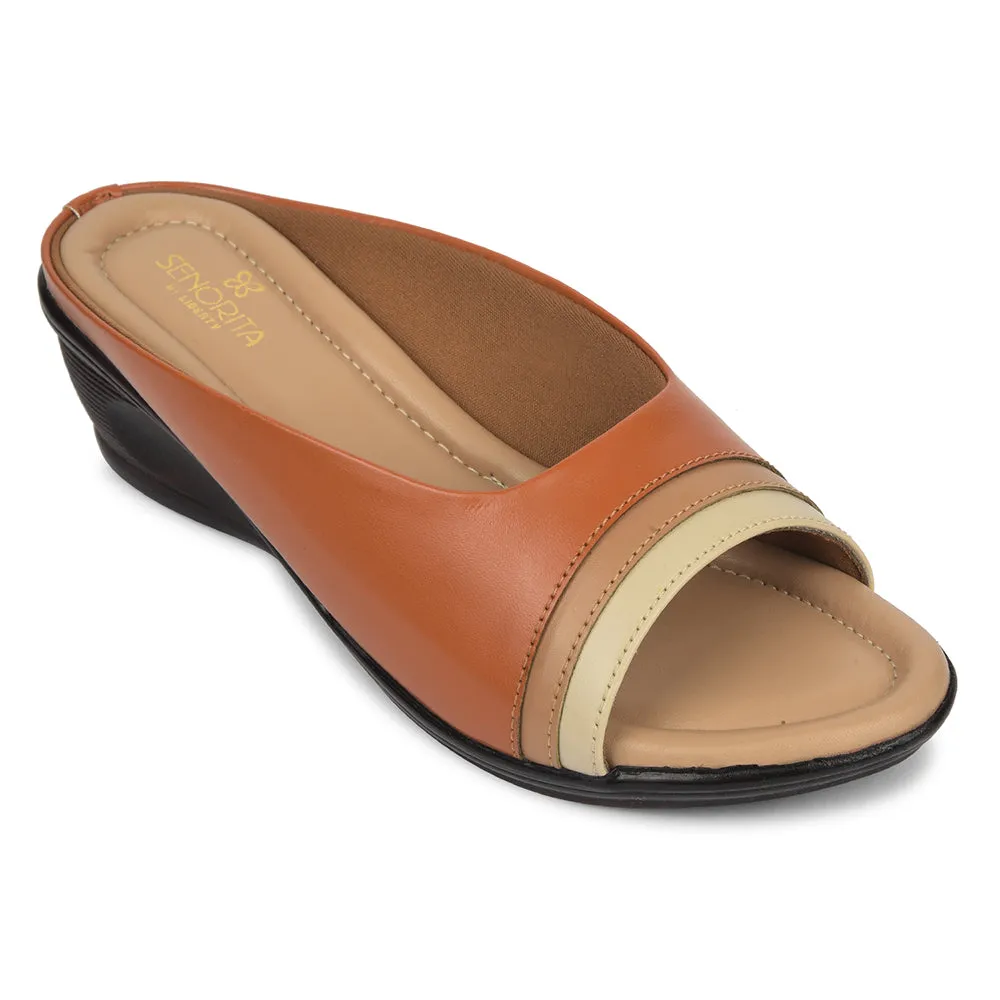 futuristic - style shoes Senorita Tan Casual Heel Sandal For Women J322-32 By Liberty