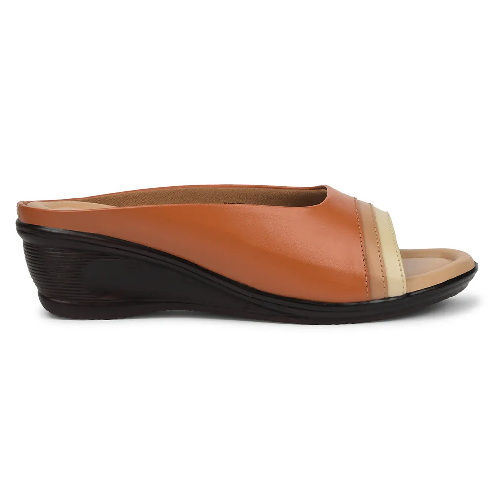 Moisture Management Fabric Senorita Tan Casual Heel Sandal For Women J322-32 By Liberty