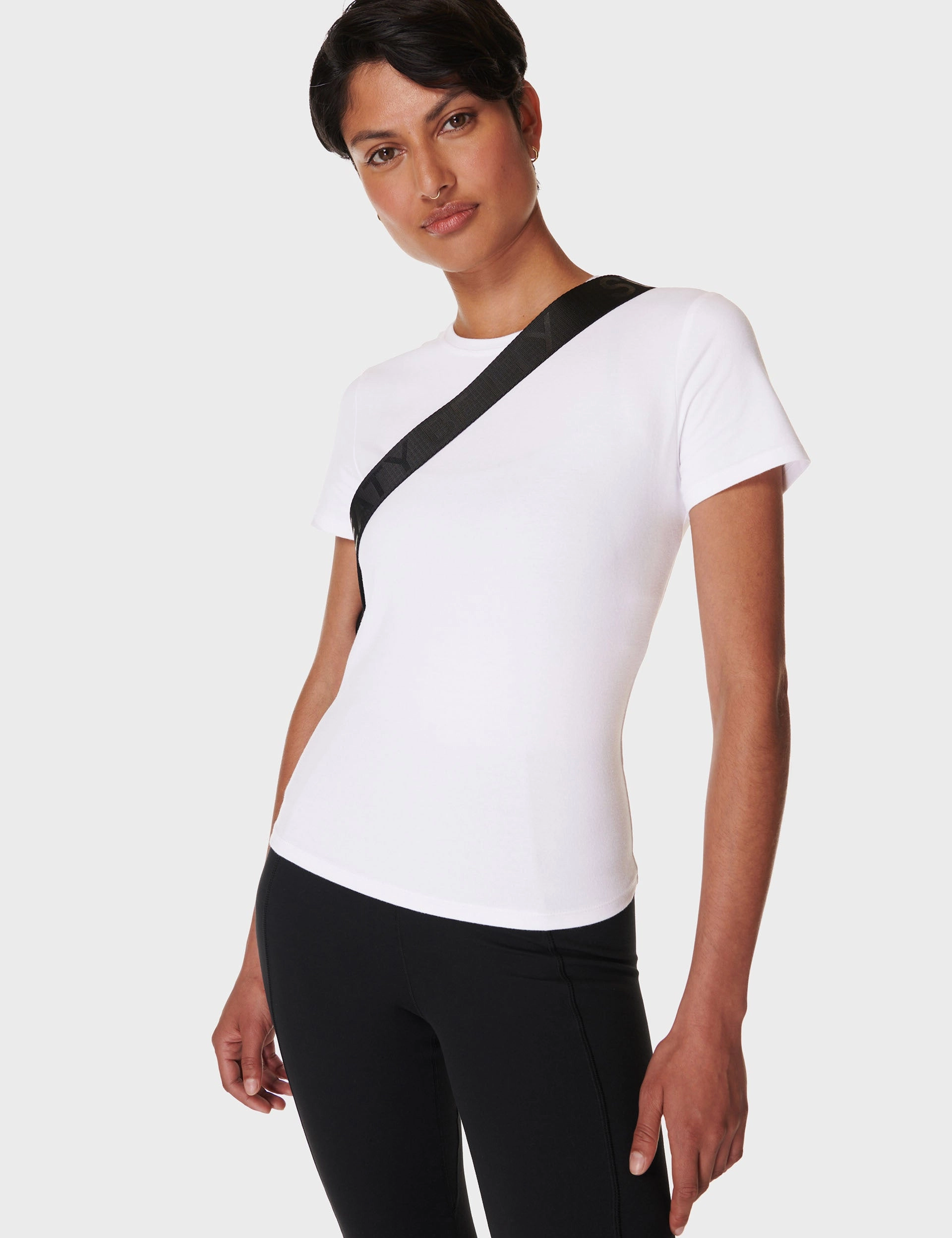 Comfy Style Reflective accents Essential Sculpt Short Sleeve Top - White