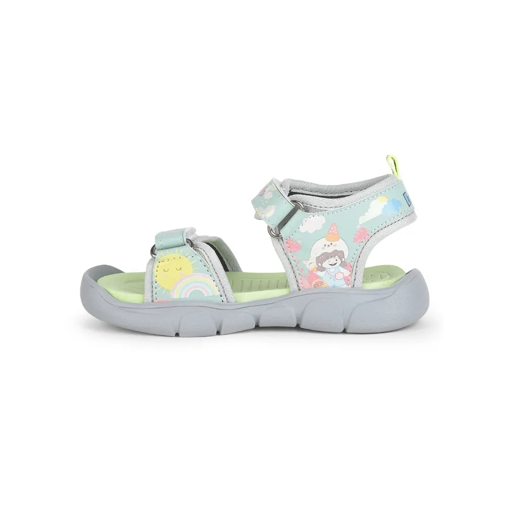 Comfortable Foot Bend Toe Space Lucy & Luke Casual Light Green Sandal For Kids FLYNN-41 By Liberty