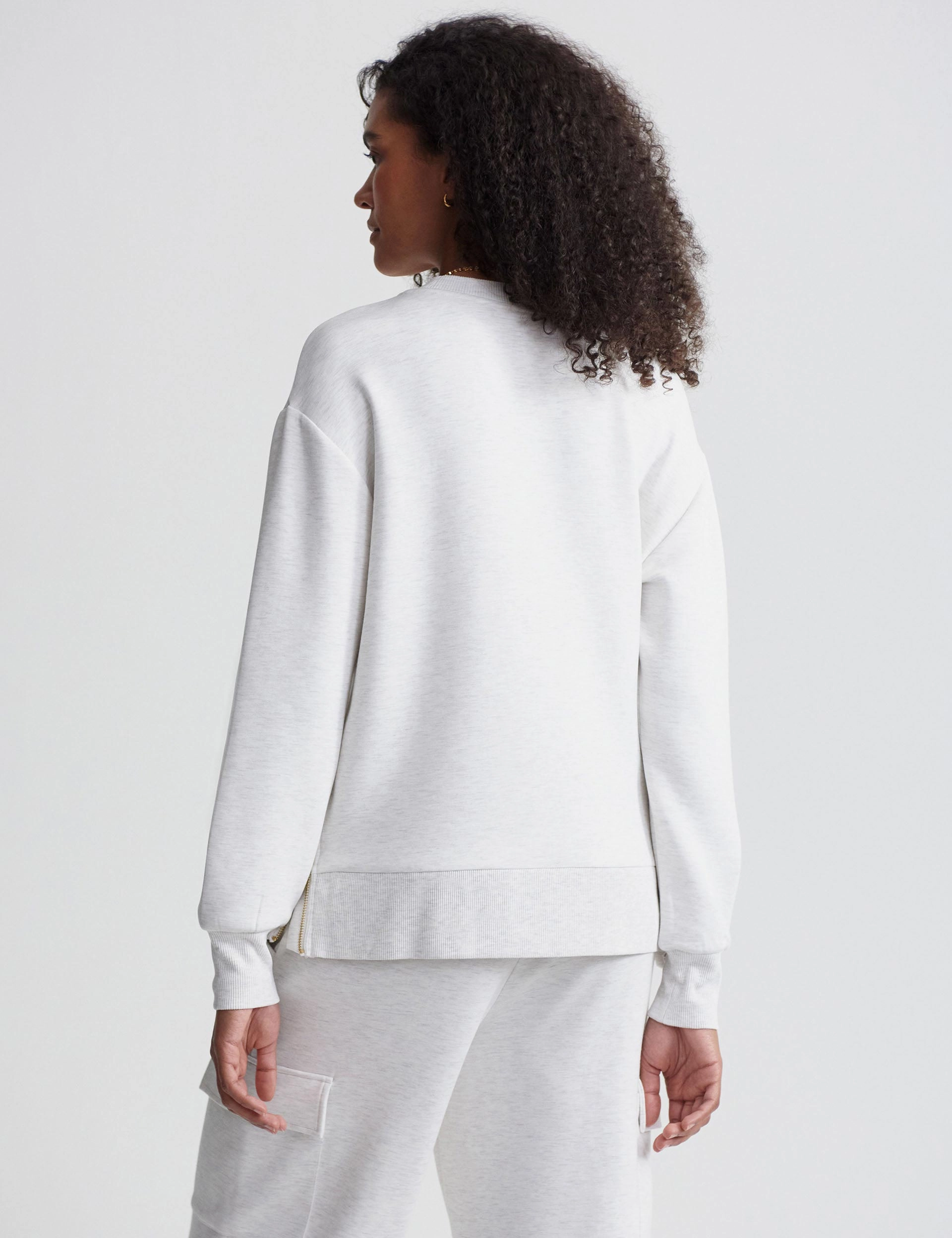 Gabriella Sweat - Ivory Marl Yak like Contrast Stitching Accents