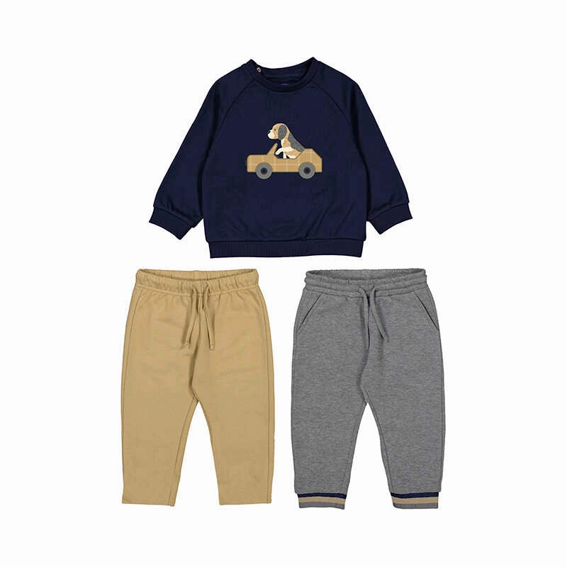 Mayoral 3pc Pullover Tracksuit - Blue puppy Tasseled Urban