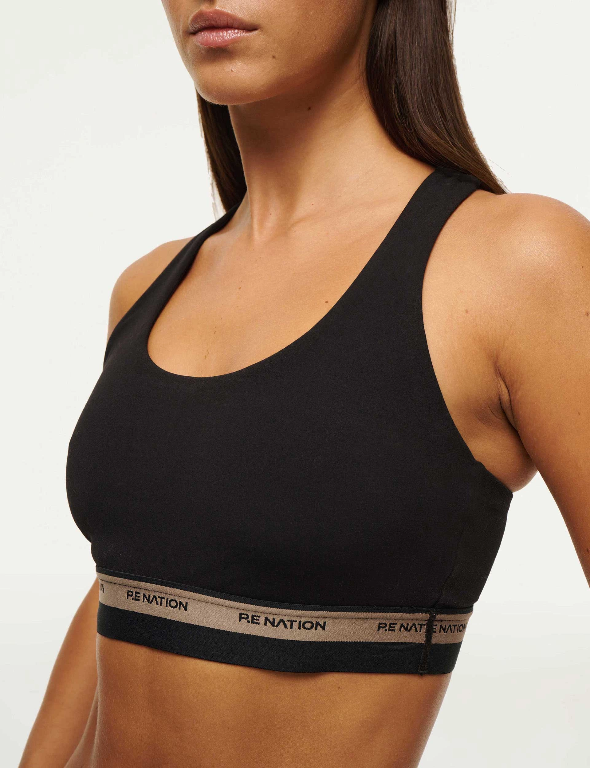 Avant Sports Bra - Black Performance Fabric elastic waistband