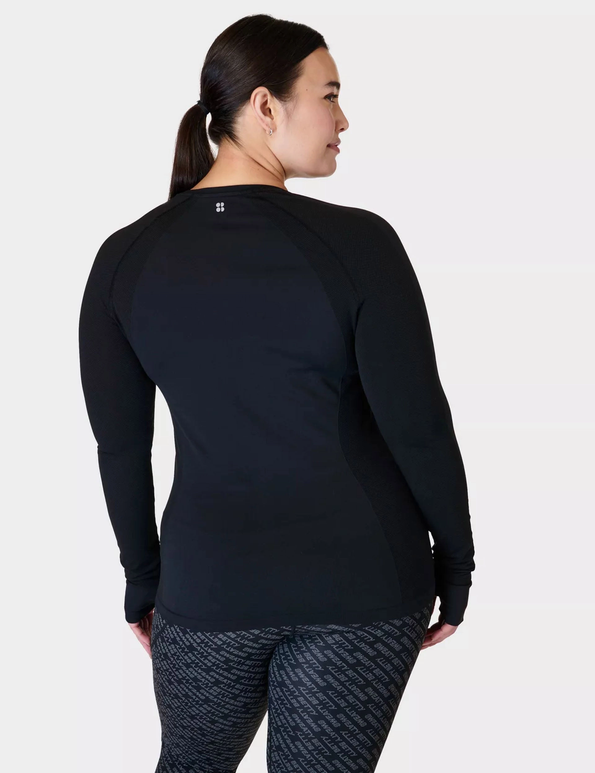 Trendy Fashion Athlete Seamless Gym Long Sleeve Top - Black