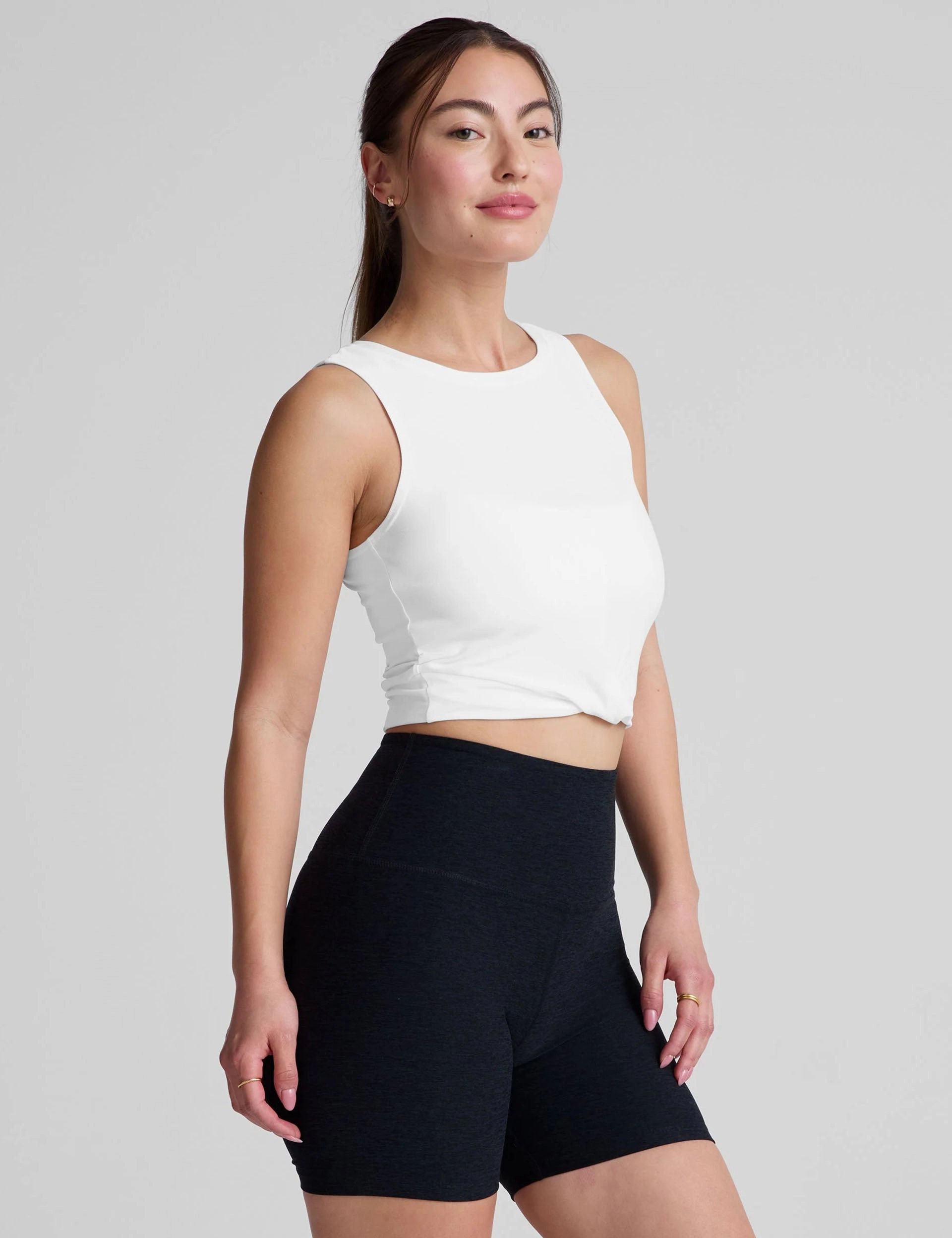 Featherweight Center Stage Cropped Tank - Cloud White FlexibleRibbing