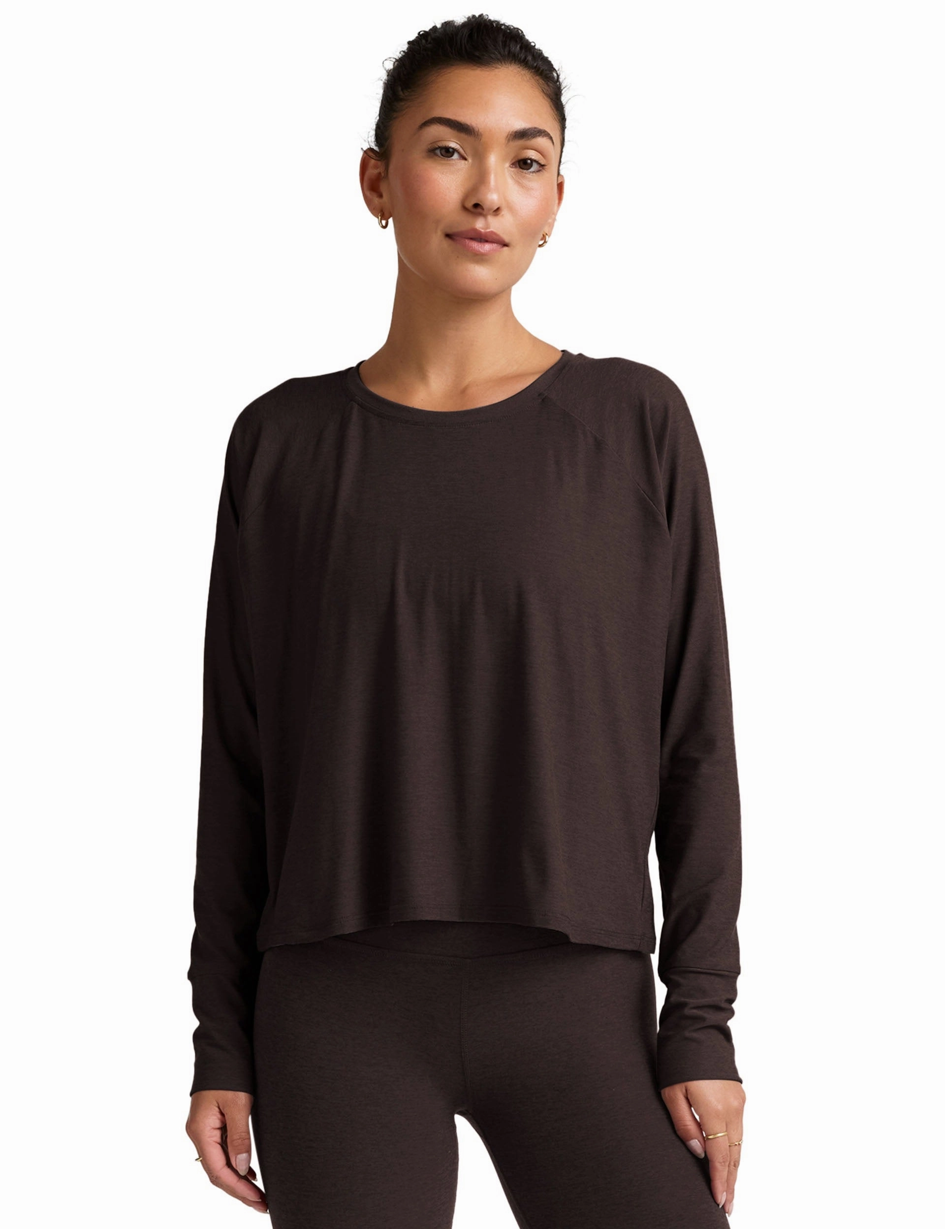 WrinkleFree Fabric Featherweight Daydreamer Pullover - Dark Chocolate Heather