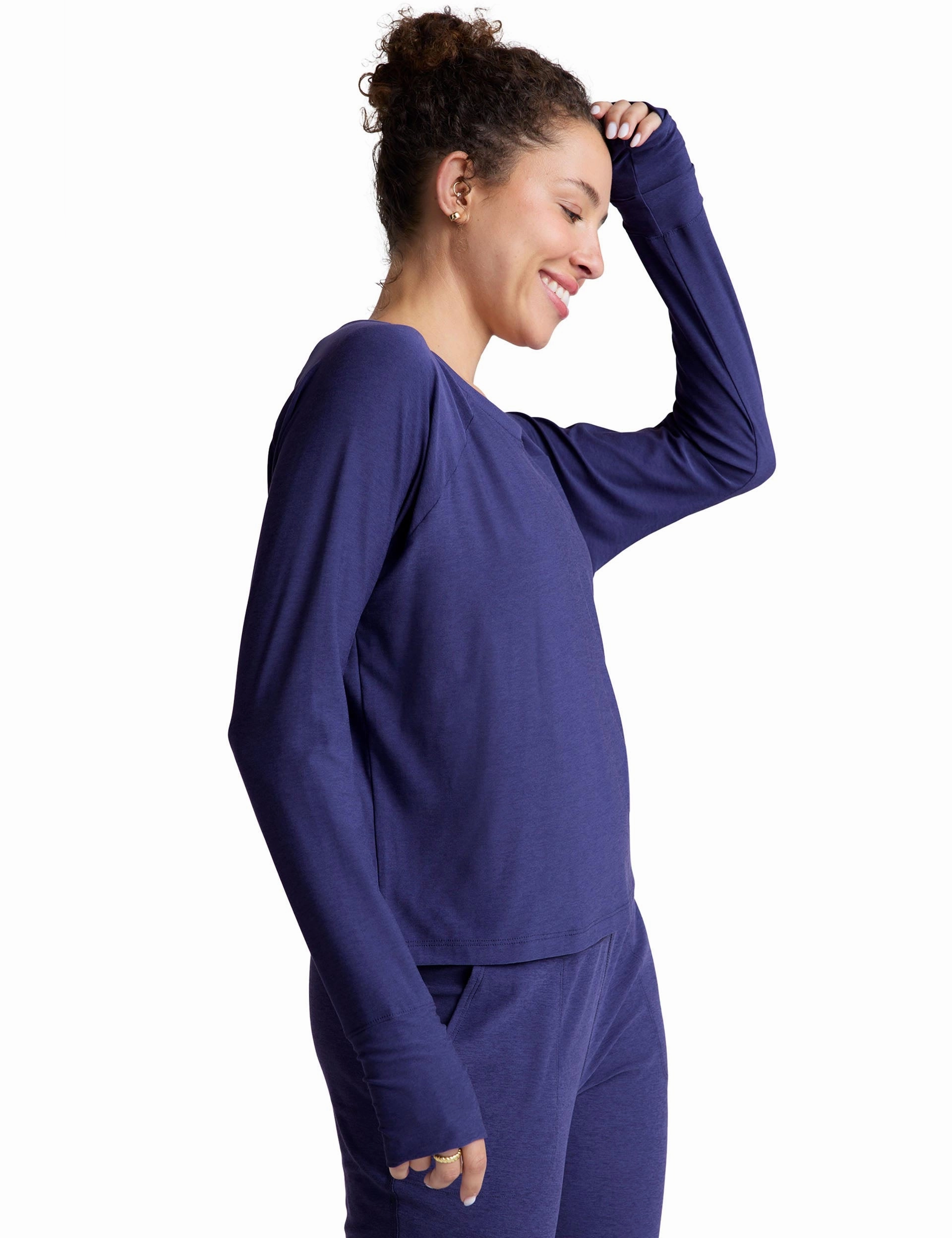 High Neckline Featherweight Daydreamer Pullover - Eternal Blue Heather