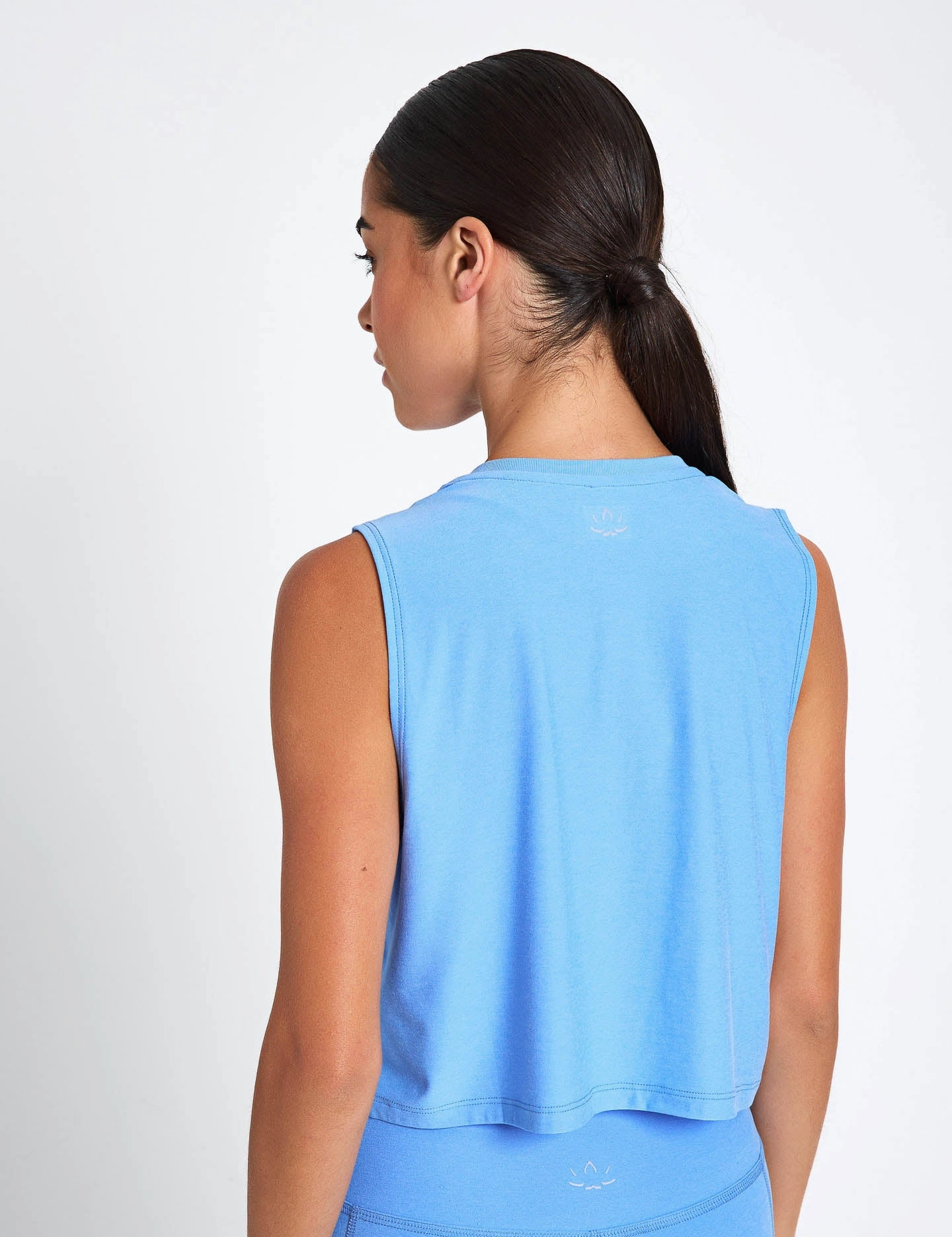 Featherweight Minimal Cropped Tank - Flower Blue Heather industrial use Heat Sealed Edges
