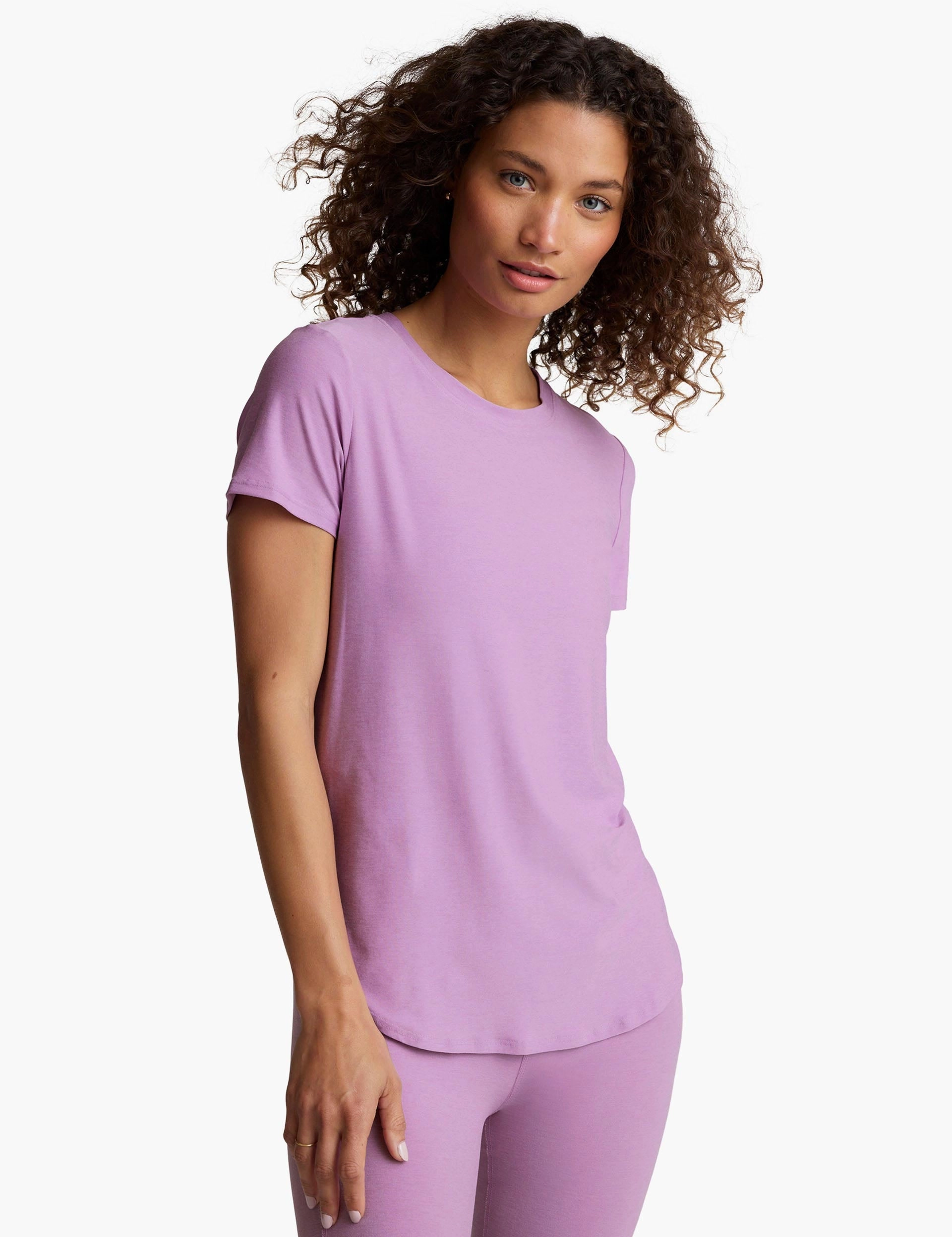 Sporty Cardigan Featherweight on the Down Low Tee - Lilac Petal Heather